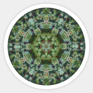 Shades of Green Kaleidoscopic Mandala Number 1 Circle Sticker